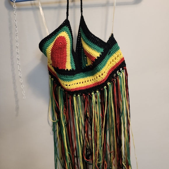 Julia Tops - Multicolor Crochet Fringe Tank Top